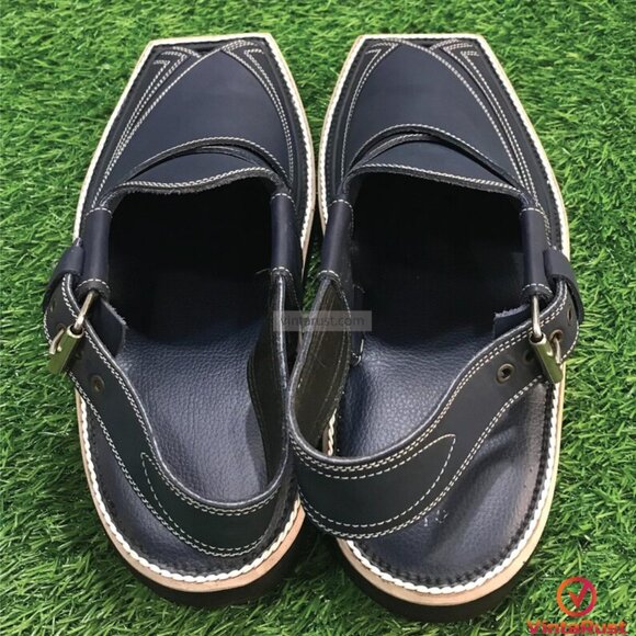 Men’s Classic Black Leather Sandals | Custom Handmade Leather Peshawari Sandals - Picture 6 of 9